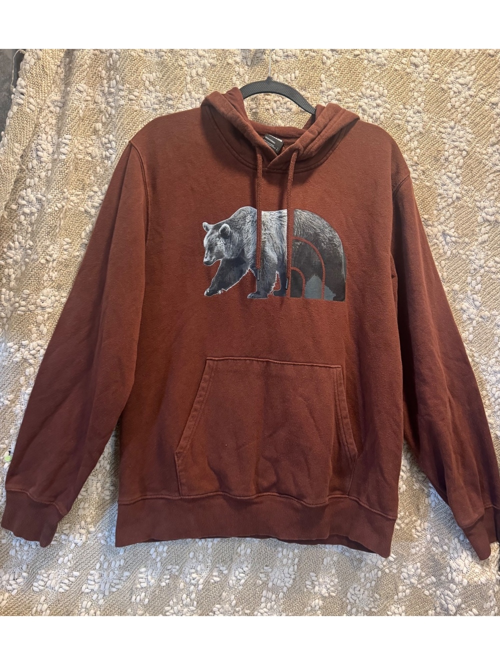 The North Face Men's Bear Long Sleeve Pullover Hoodie/Sweater Brown Size L